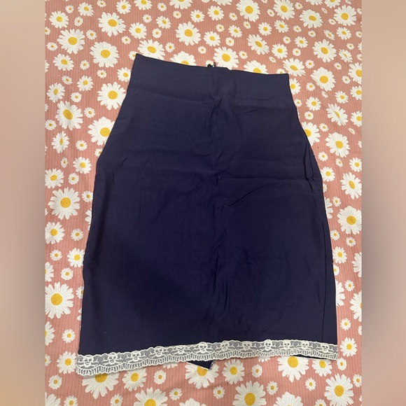 Rock Steady navy stretchy pencil skirt - Picture 4 of 9